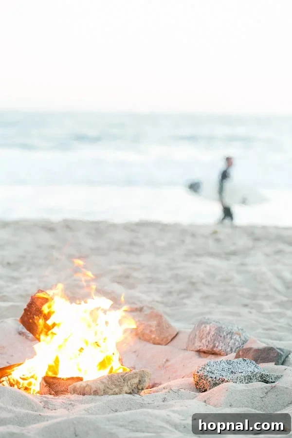 Crafting Your Dream Beach Bonfire Night 2 People enjoying a beach bonfire, fire burning brightly