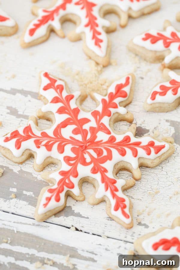 Crafting Beautiful Christmas Cookies 6 Beautiful Charming Snowflakes cookies made with perfect cookie dough and royal icing