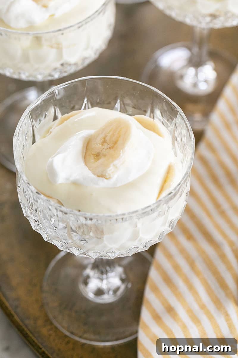 Heavenly Banana Pudding 15 A final shot of delicious banana pudding, beautifully layered with bananas and whipped cream, ready to be enjoyed.