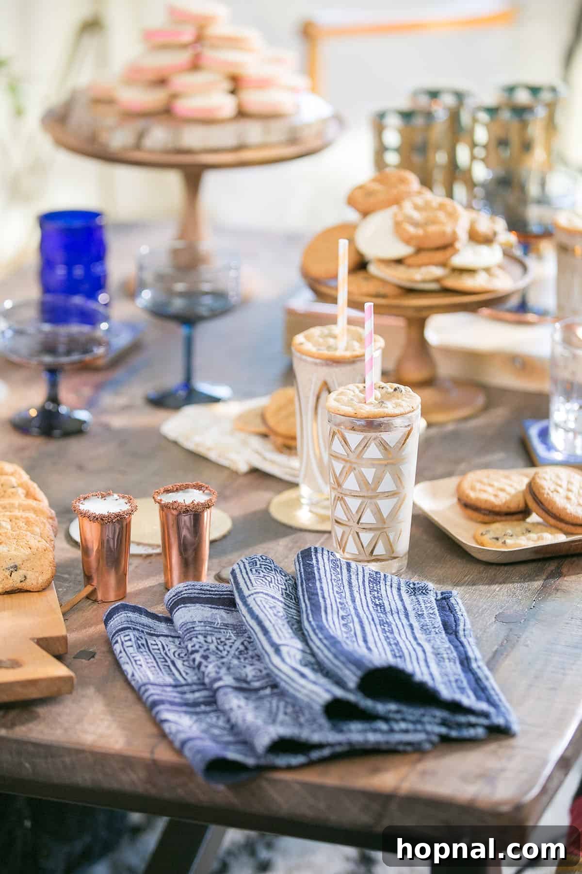 festive cookie and cocktail party setup