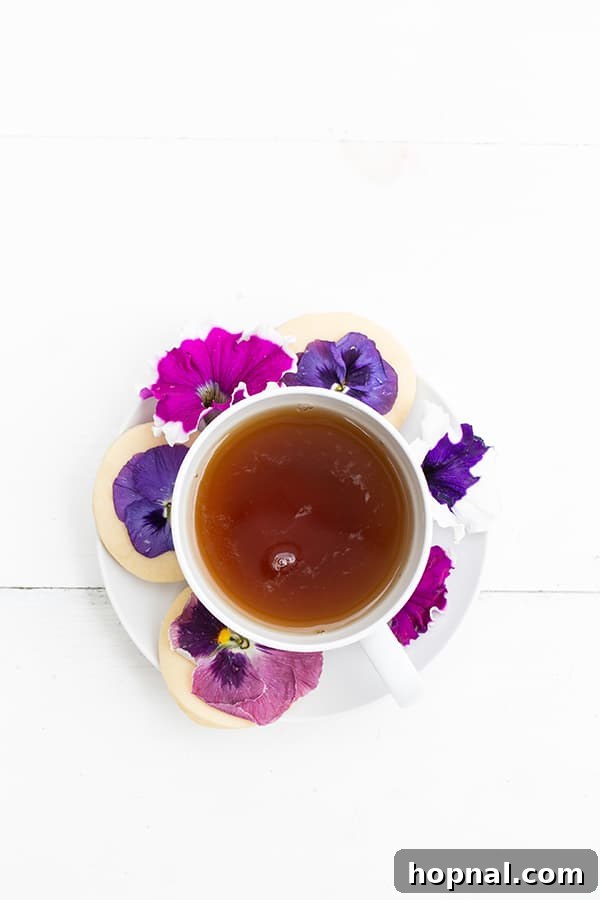 Shortbread cookies served with a cup of tea