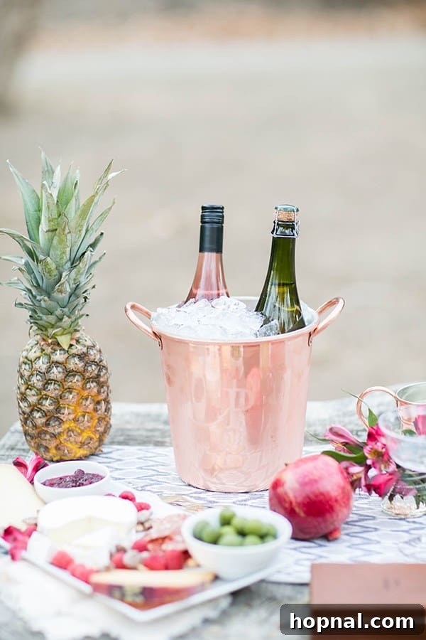 A rustic table laden with a delicious Thanksgiving meal and festive cocktails, set in an outdoor camping environment.