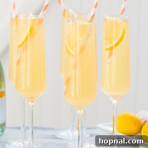 Delicious Peach French 75 Punch ready to be served