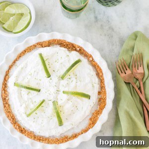 Coconut Macadamia Key Lime Pie, ready to be served