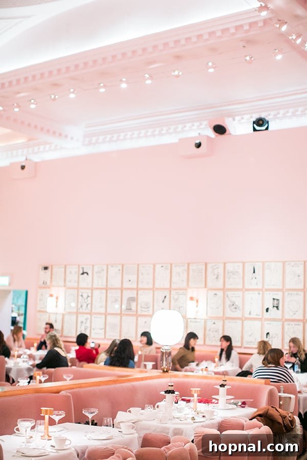 Afternoon tea set in the pink room at Sketch London