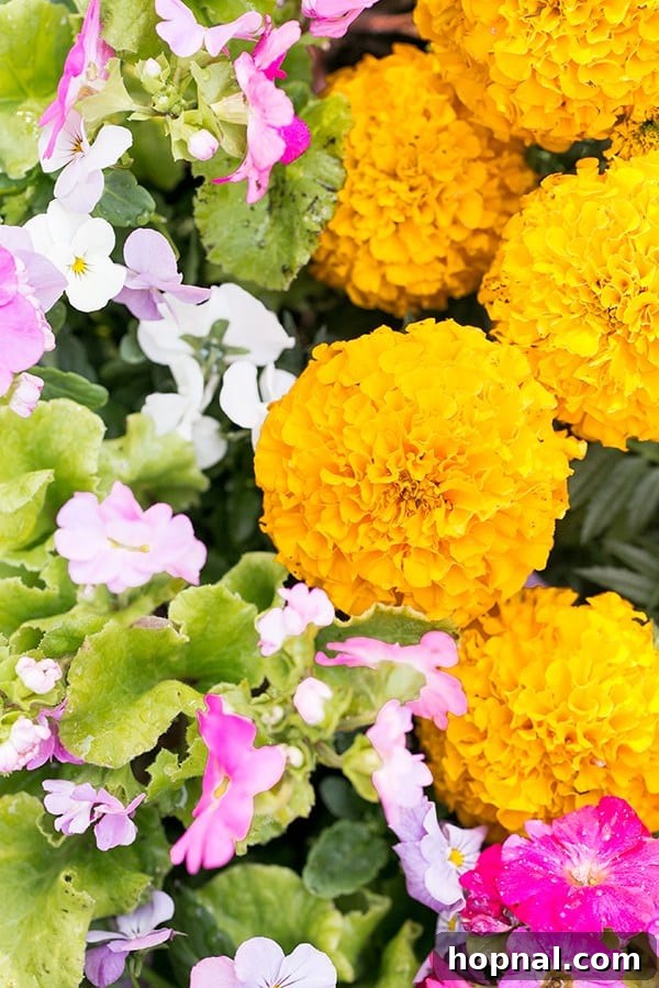 Close-up shot of large, vibrant orange Marigold flowers, showcasing their intricate petals and rich color.