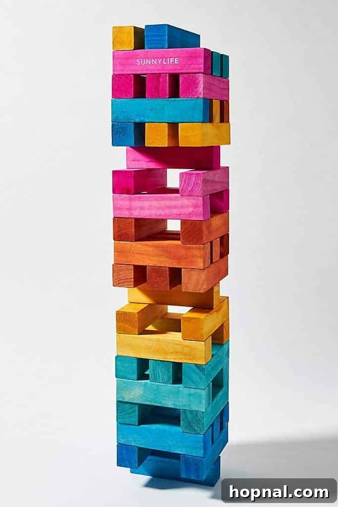 Giant Jenga blacks for a pool party 