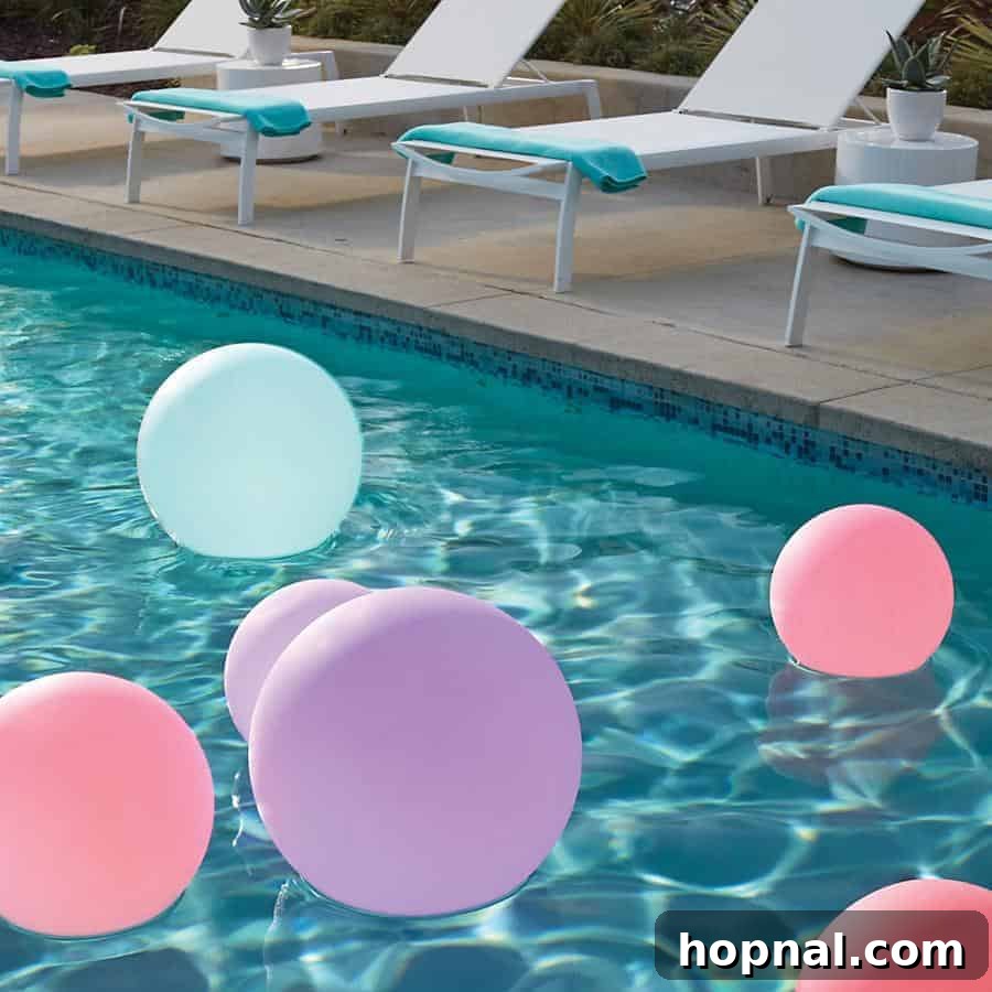 LED glow lights in a pool 