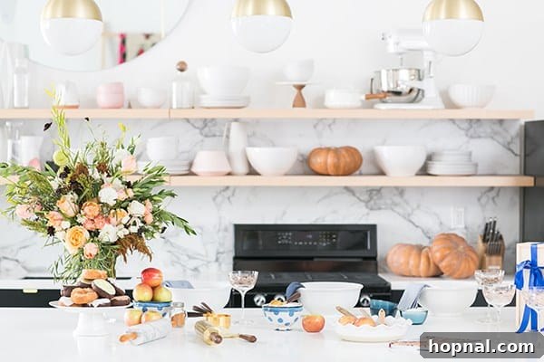 shot of table laid out in kitchen 