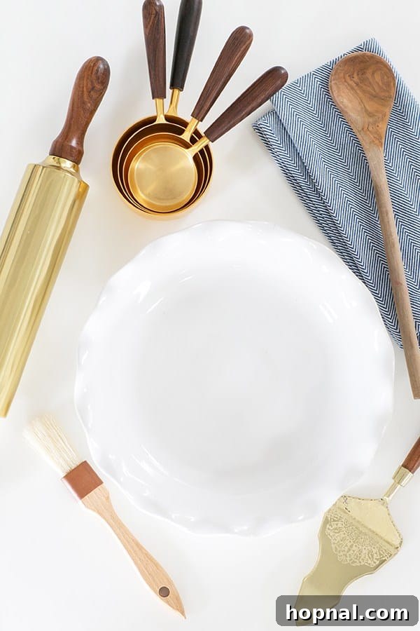 shot of pie making utensils