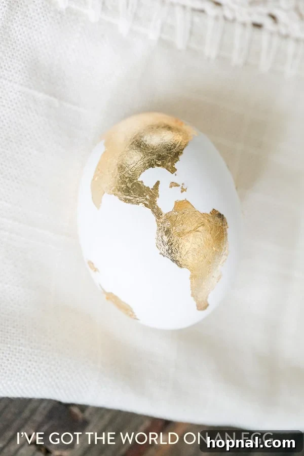 Golden Splendor Easter Eggs 3 Easter egg with gold leafing of the world design.