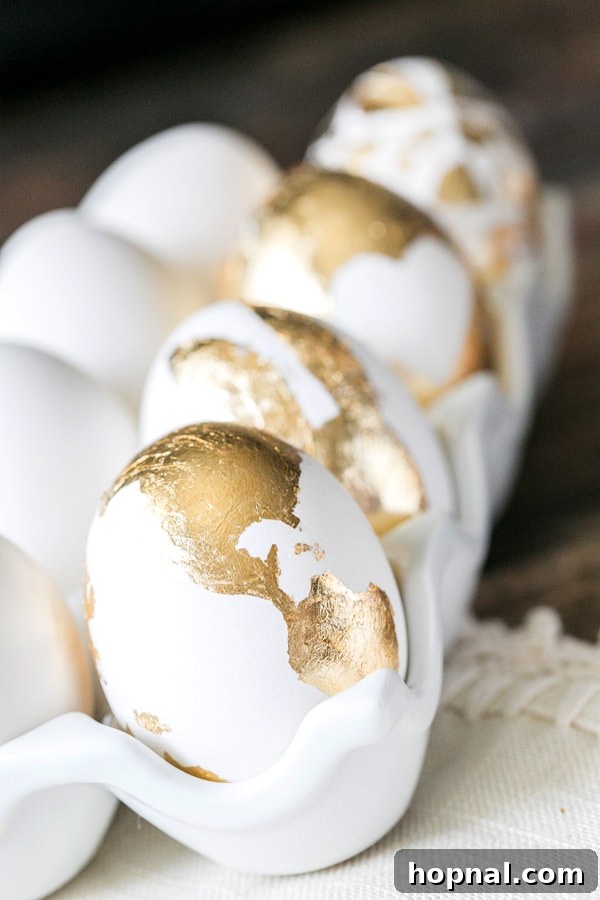 Golden Splendor Easter Eggs 4 Easter eggs with gold design in a basket