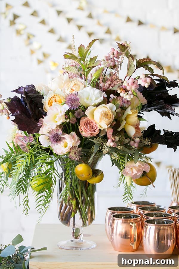 pretty floral staple piece on a table - floral arranging tips