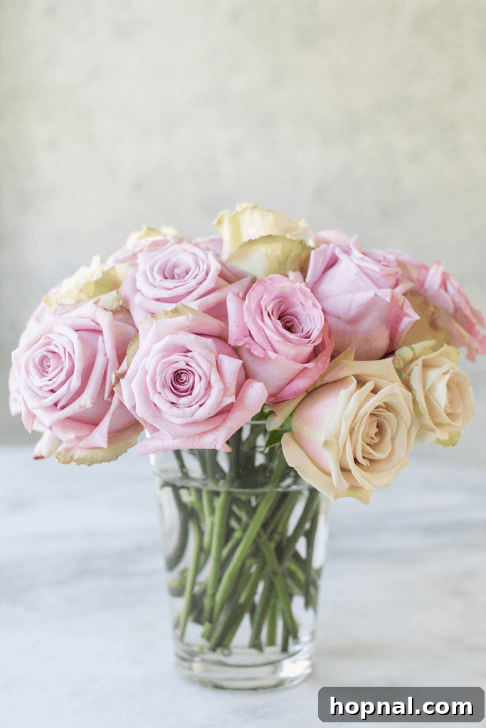 pink flowers drench with fresh water
