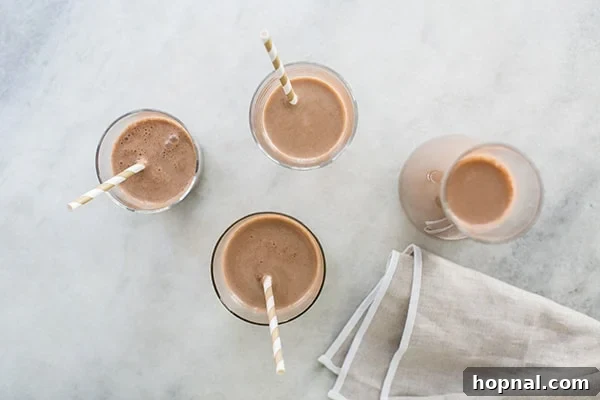top down shot of homemade almond milk 