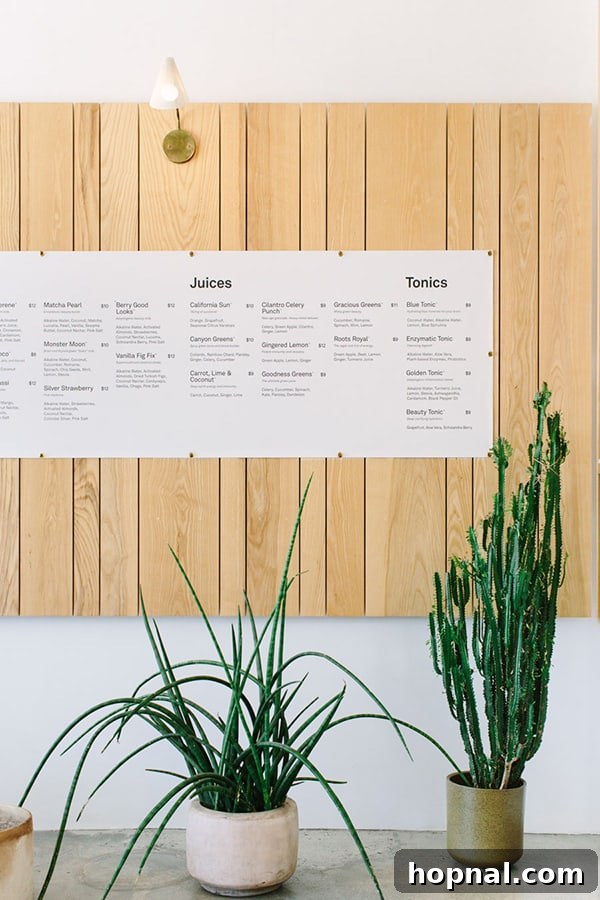 Menu at Moon Juice in Los Angeles 