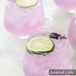 carnival party cocktail, purple gin and tonic