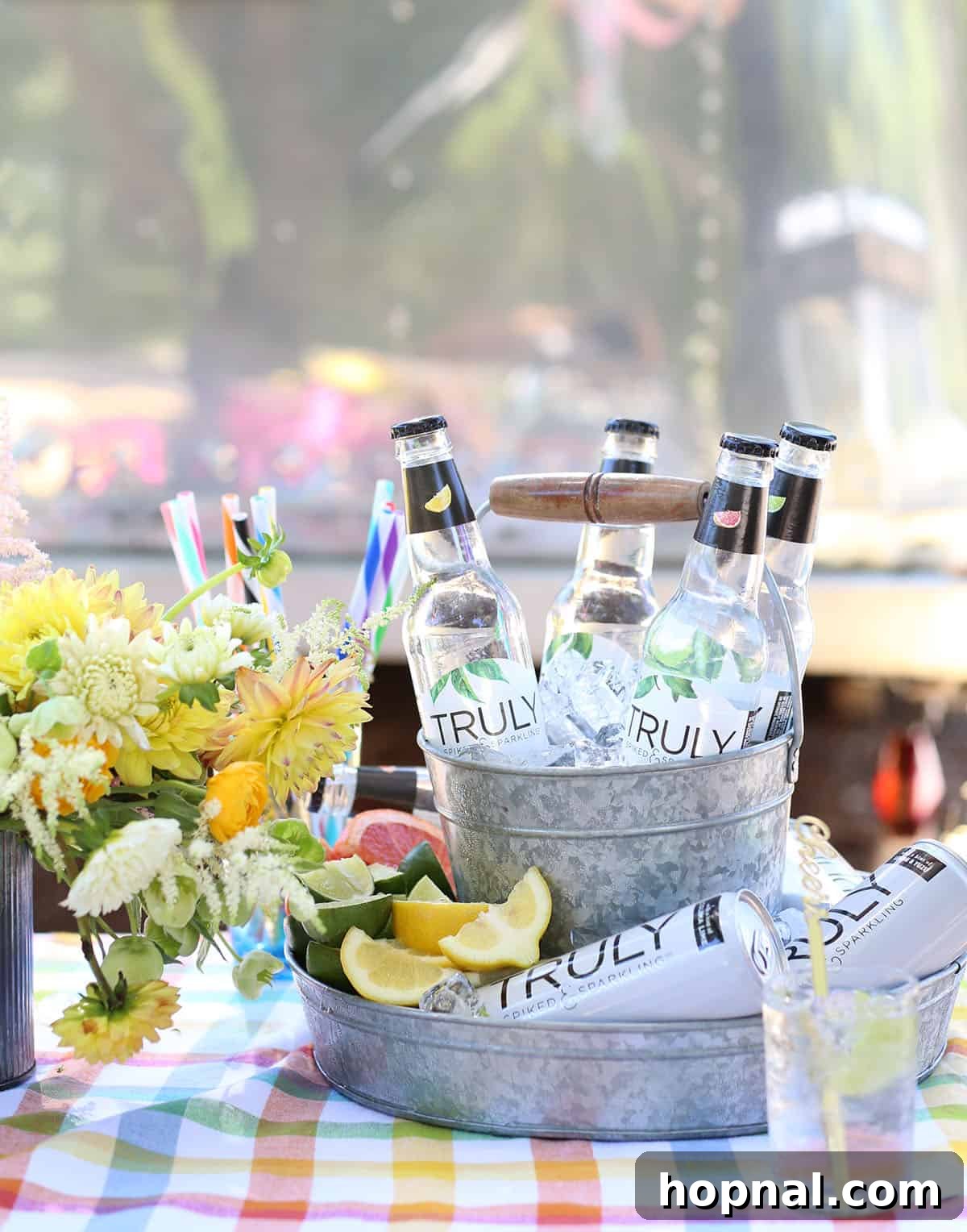 Backyard Big Top Bash 8 Assortment of colorful drinks and garnishes for a carnival party