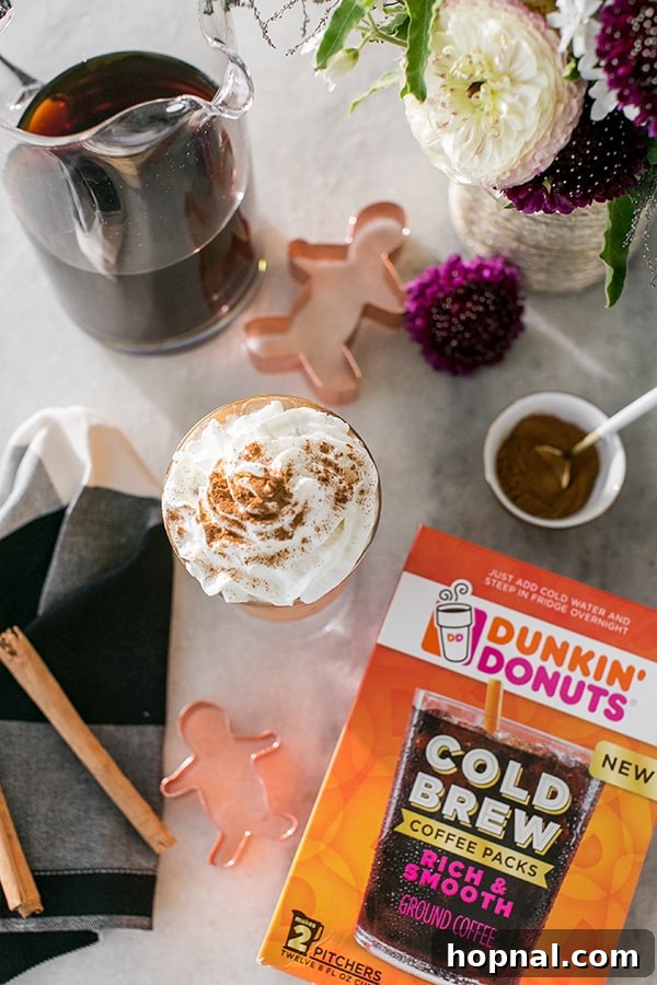 Spiced Gingerbread Cold Brew Latte 4 Gingerbread Cold Brew Latté with dunkin' donuts cold brew coffee.