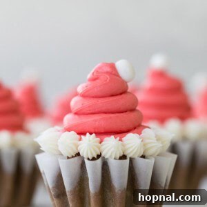 Santa hat gingerbread cupcakes
