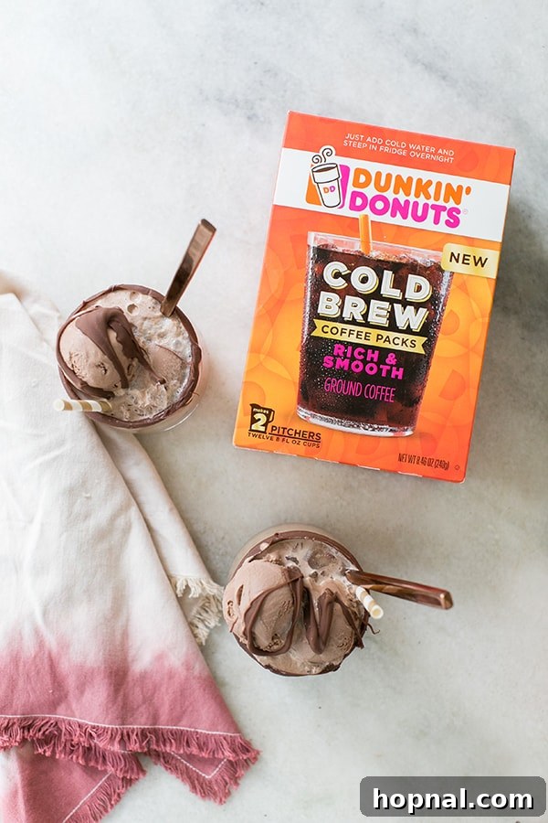 Frosted Cold Brew Dreams 4 Dunkin Donuts cold brew coffee and two coffee floats.