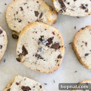 A vibrant, delicious-looking cookie, possibly lavender chocolate chunk.