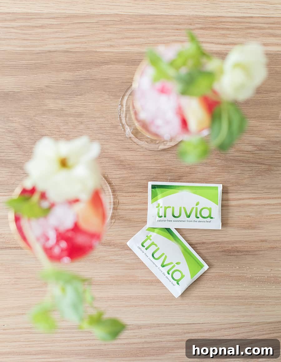 Agave Kissed Pineapple Tequila 3 Truvia sweetener packets and a delicious pineapple cocktail