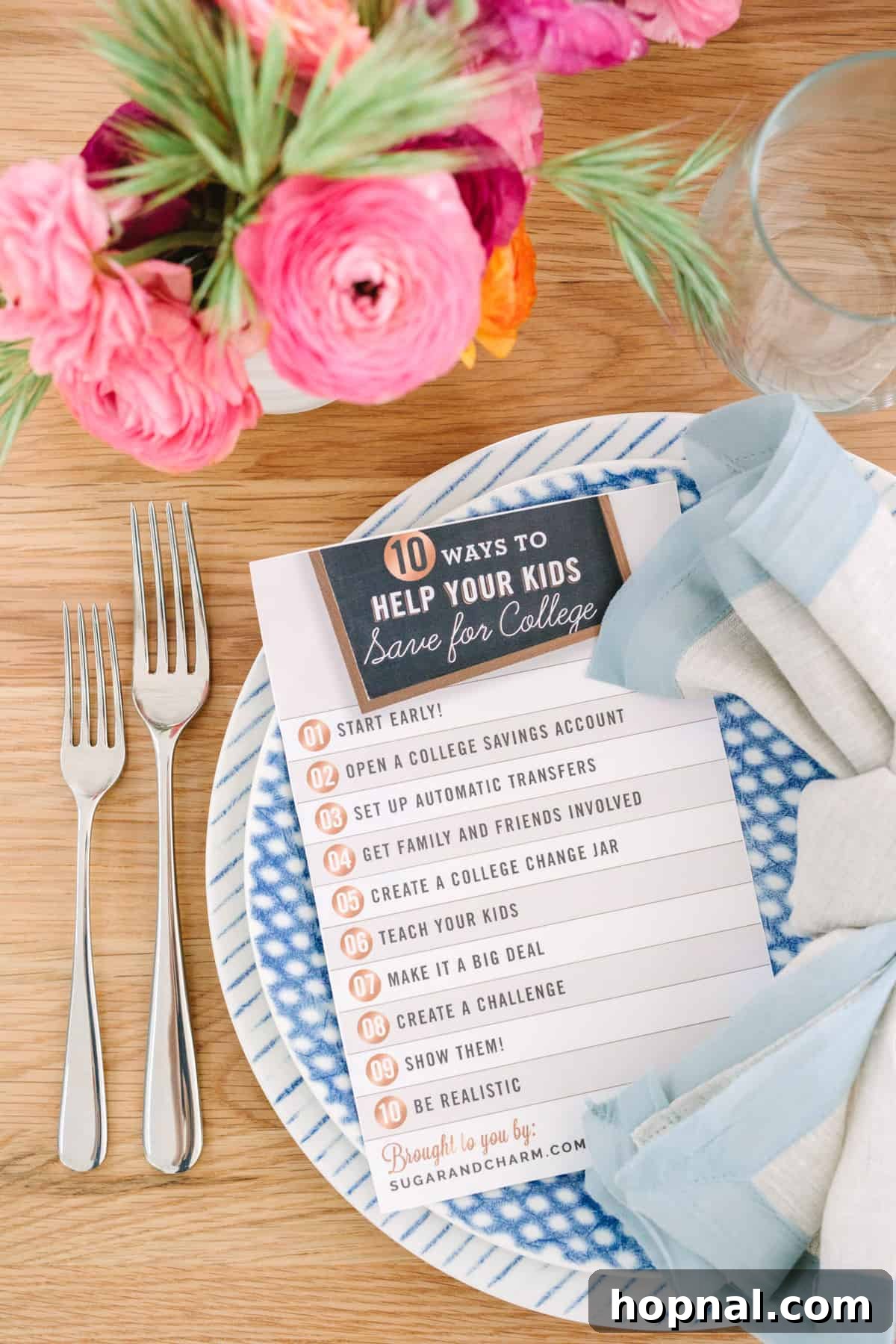 Planting Seeds for Success: A ScholarShare 529 Spring Brunch 11 The college savings printout at each place setting