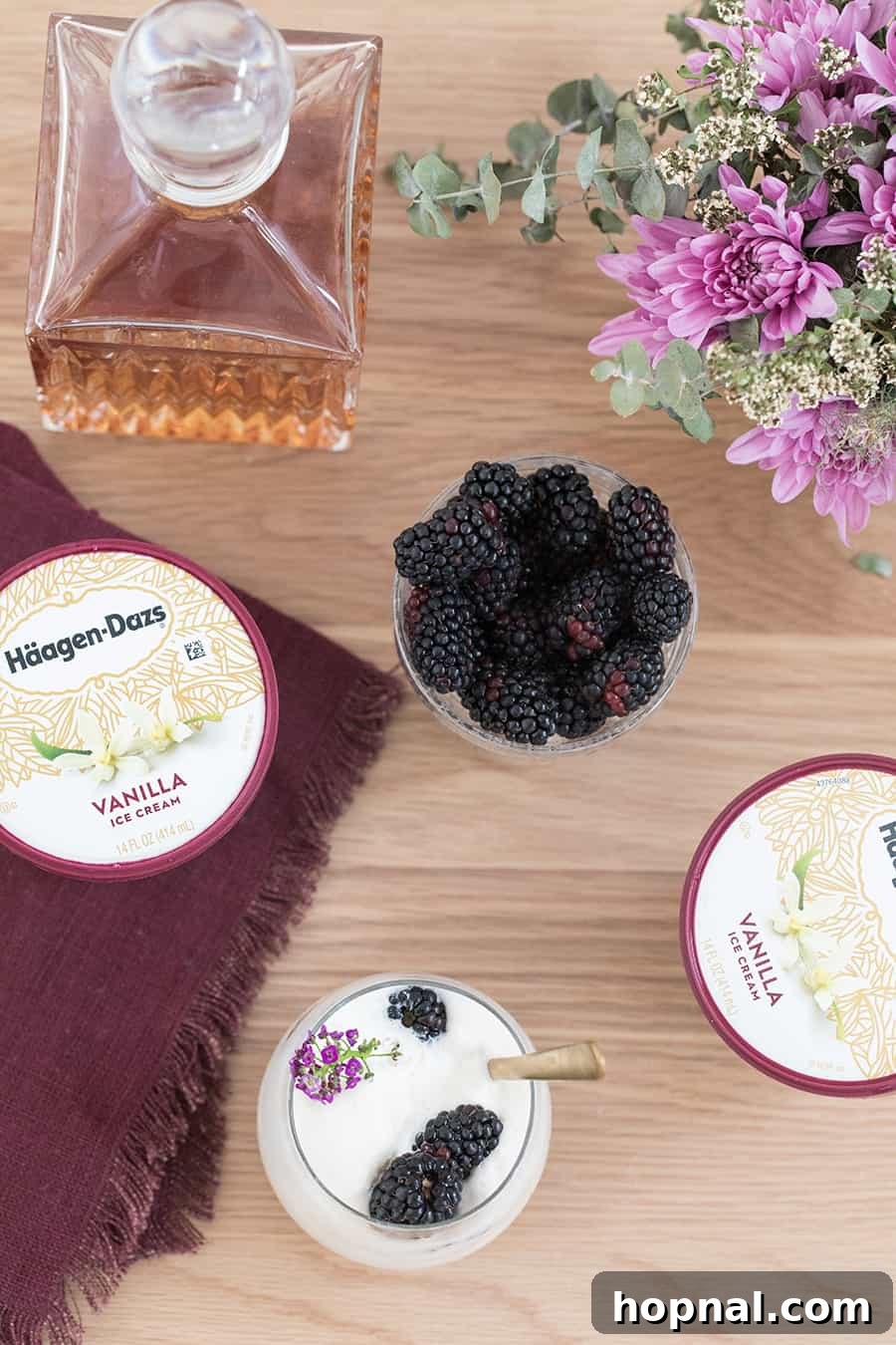 berries, ice cream and bourbon to make Boozy Ice Cream floats