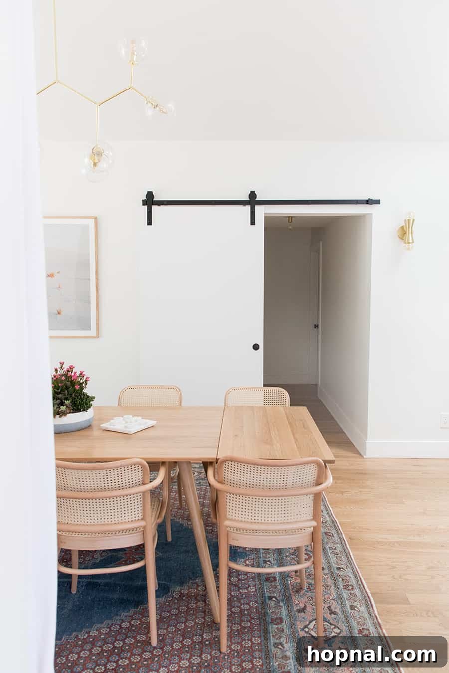 A beautifully installed interior barn door, showcasing its sleek design and how it complements the surrounding decor.