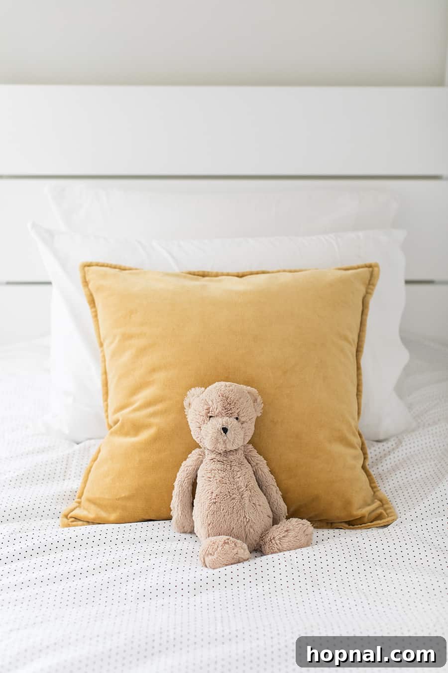 Velvet pillows with a stuffed teddy bear.