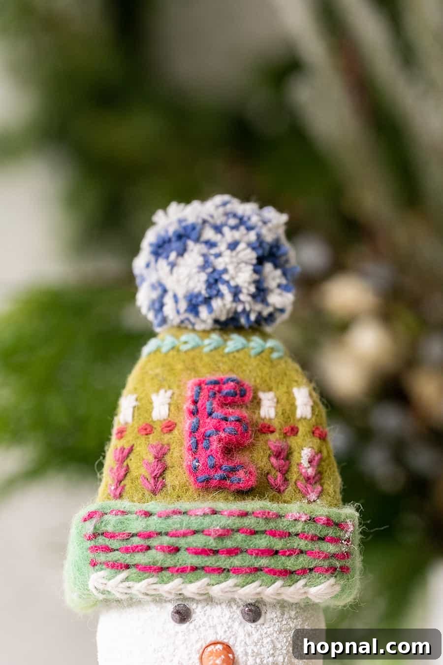 Close-up of the gingerbread snowman cake