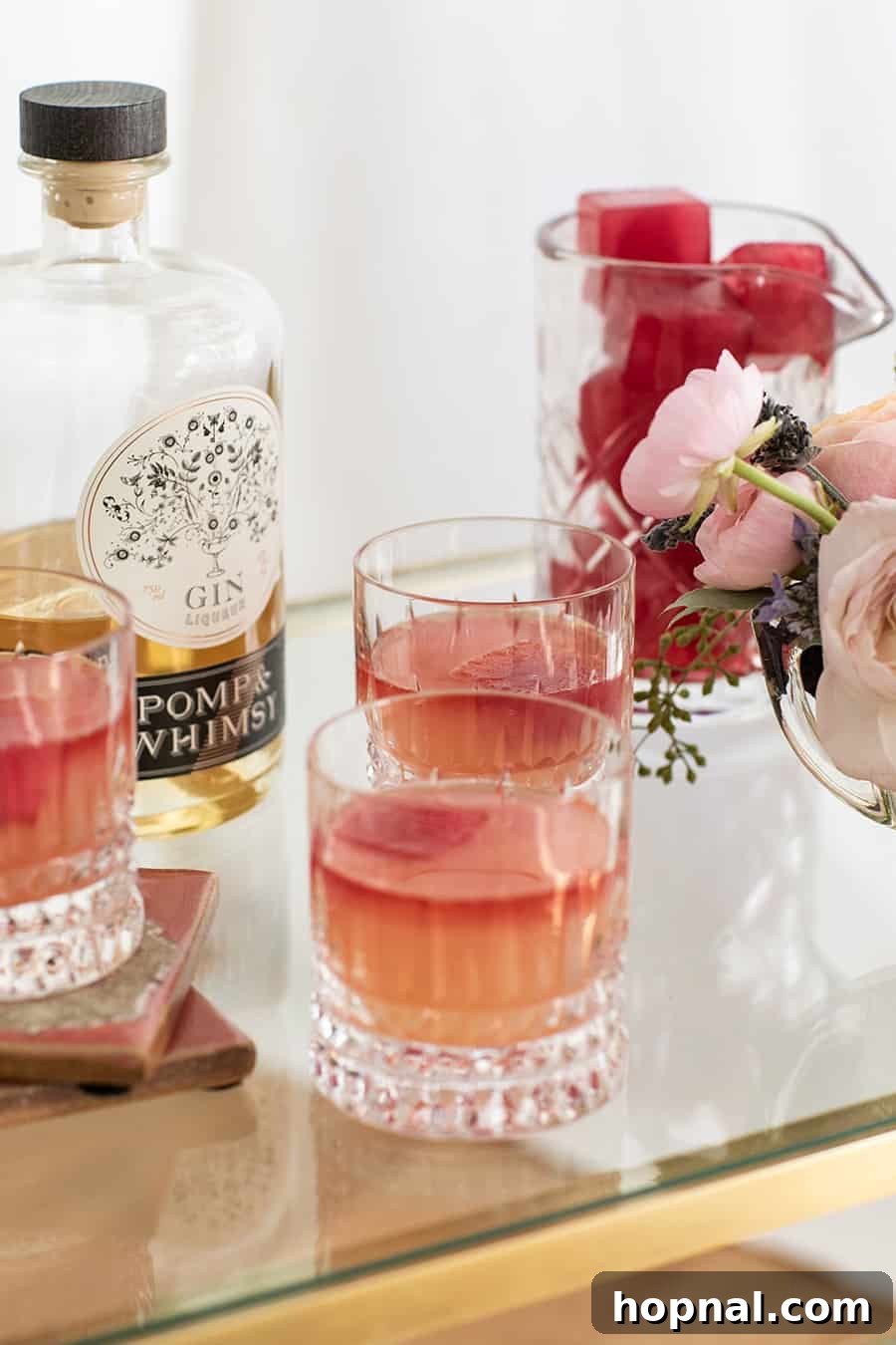 The Gin Blossom Room 8 Beautiful pink cocktails with hot pink ice cubes