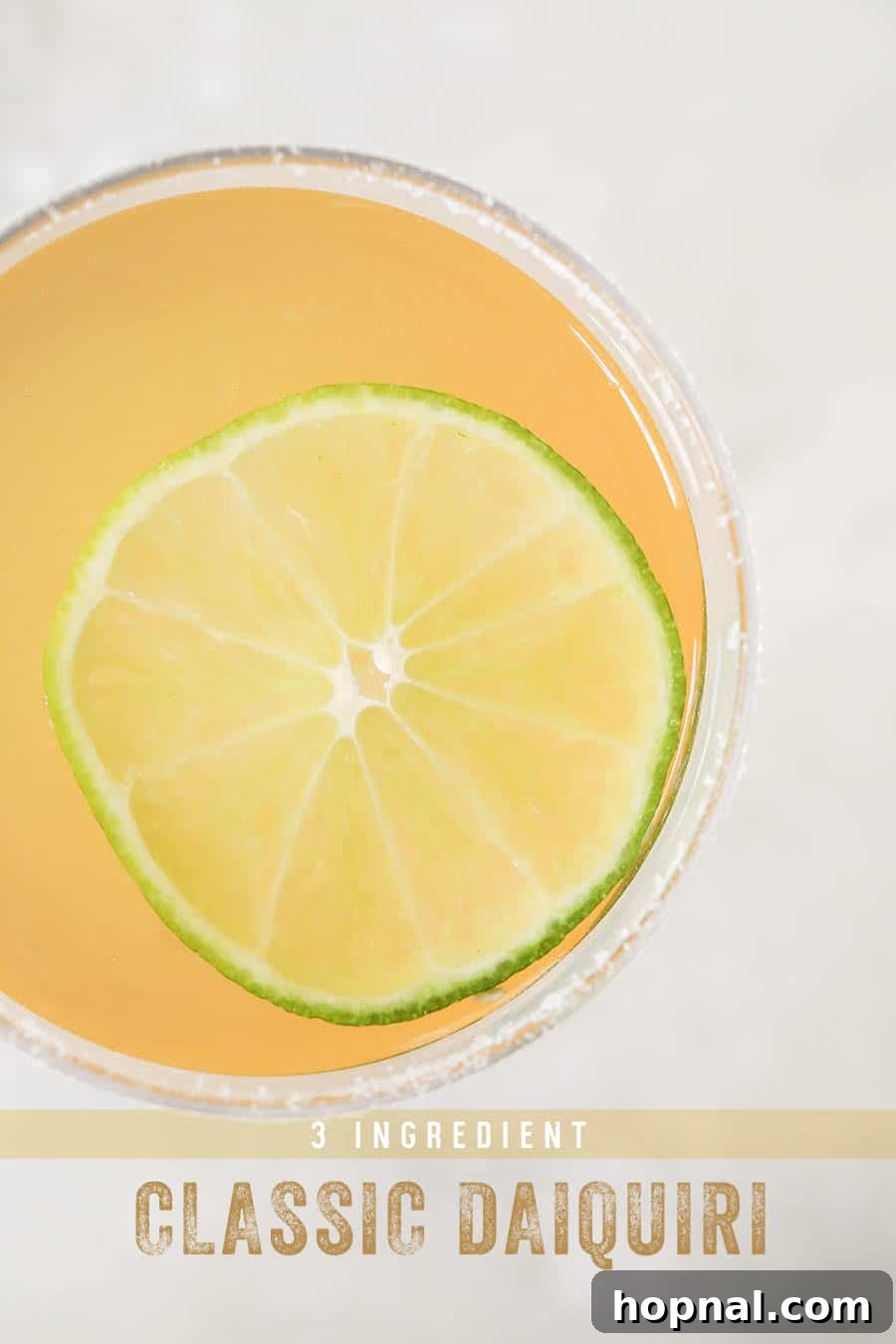Classic Three-Ingredient Daiquiri 2 Three Ingredient Classic Daiquiris with a graphic overlay, showcasing elegance.