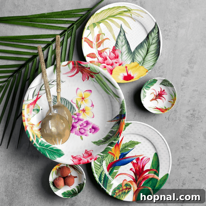 Stylish outdoor serving board, perfect for presenting appetizers at a tropical gathering.