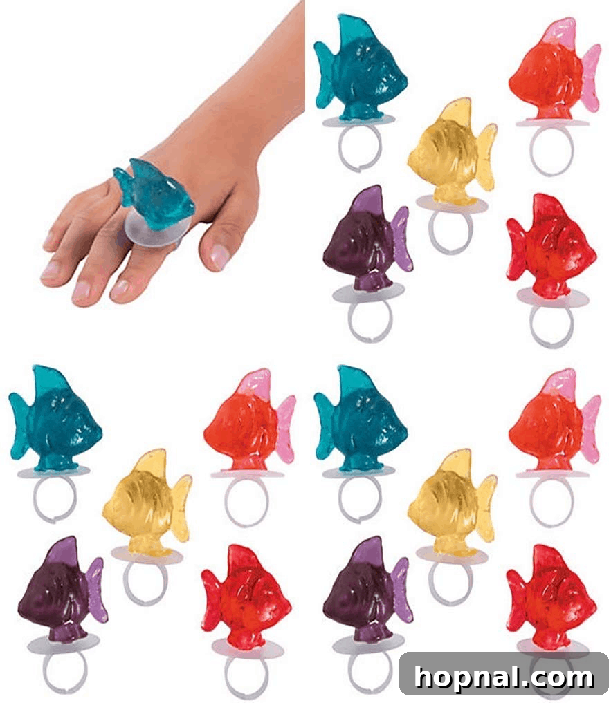 Fun fish ring pops, a playful treat for guests of all ages.