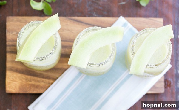 Close-up of a refreshing Frozen Honeydew Cocktail