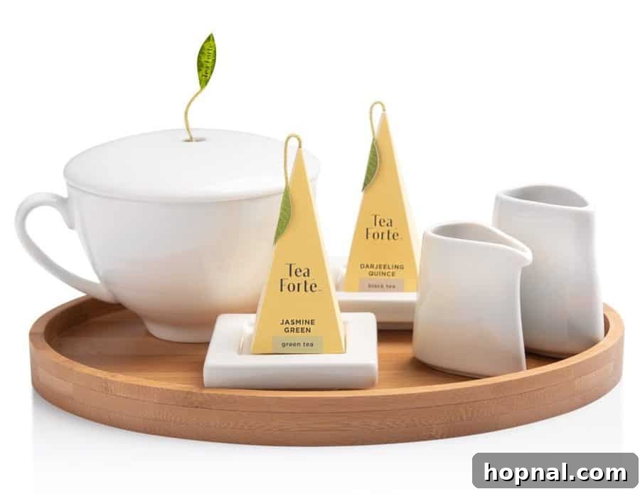 A complete tea set featuring a cup, saucer, and presentation tray, perfect for individual guest service.