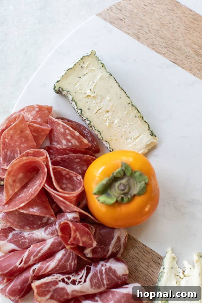 Cheese and charcuterie a board.