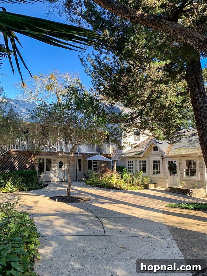 The charming Benziger farmhouse nestled amidst vineyards in Sonoma
