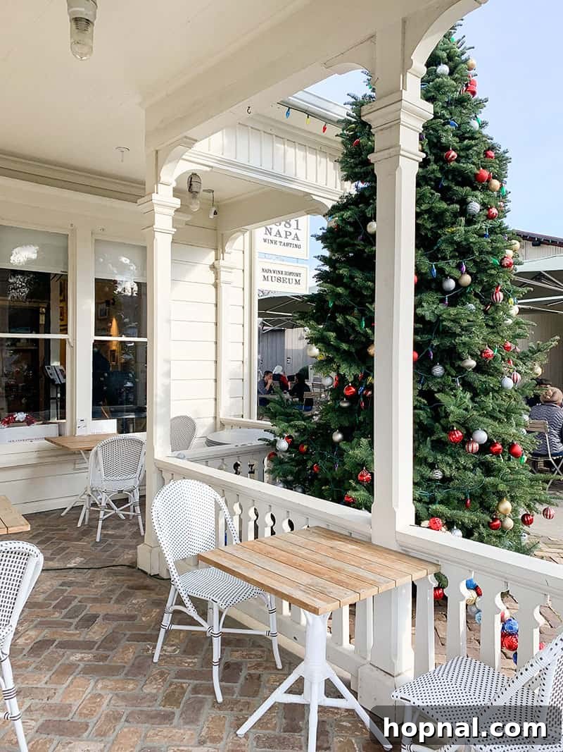 A beautifully decorated Christmas tree inside the farmhouse at 1881 Napa