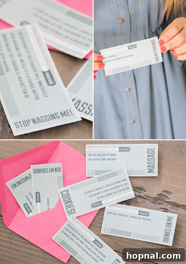Heartfelt Creations: 14 DIY Valentine's Day Projects 12 A collection of charming Valentine's Day printable vouchers, offering sweet and funny gestures for loved ones.