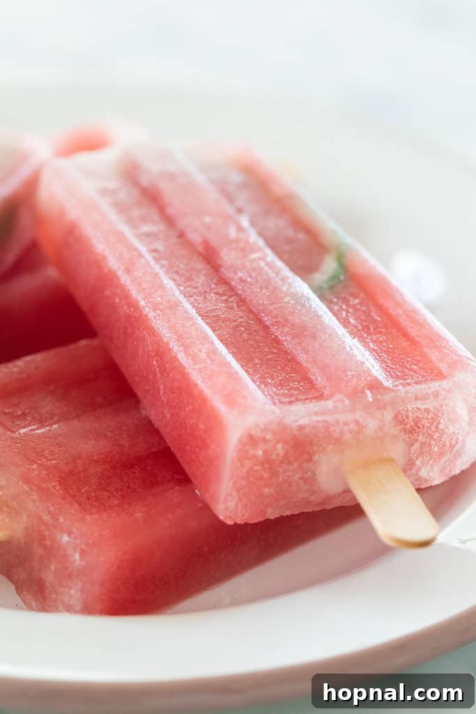 Whip Up Your Own Ice Pops 5 A refreshing homemade watermelon popsicle, perfectly chilled and ready for a hot summer day.