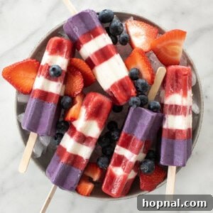 Homemade striped popsicle recipe.