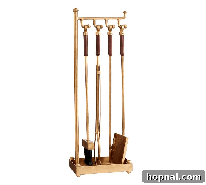 Hygge Your Home, Hygge Your Life 13 A brass fireplace tool set, combining utility with classic elegance.