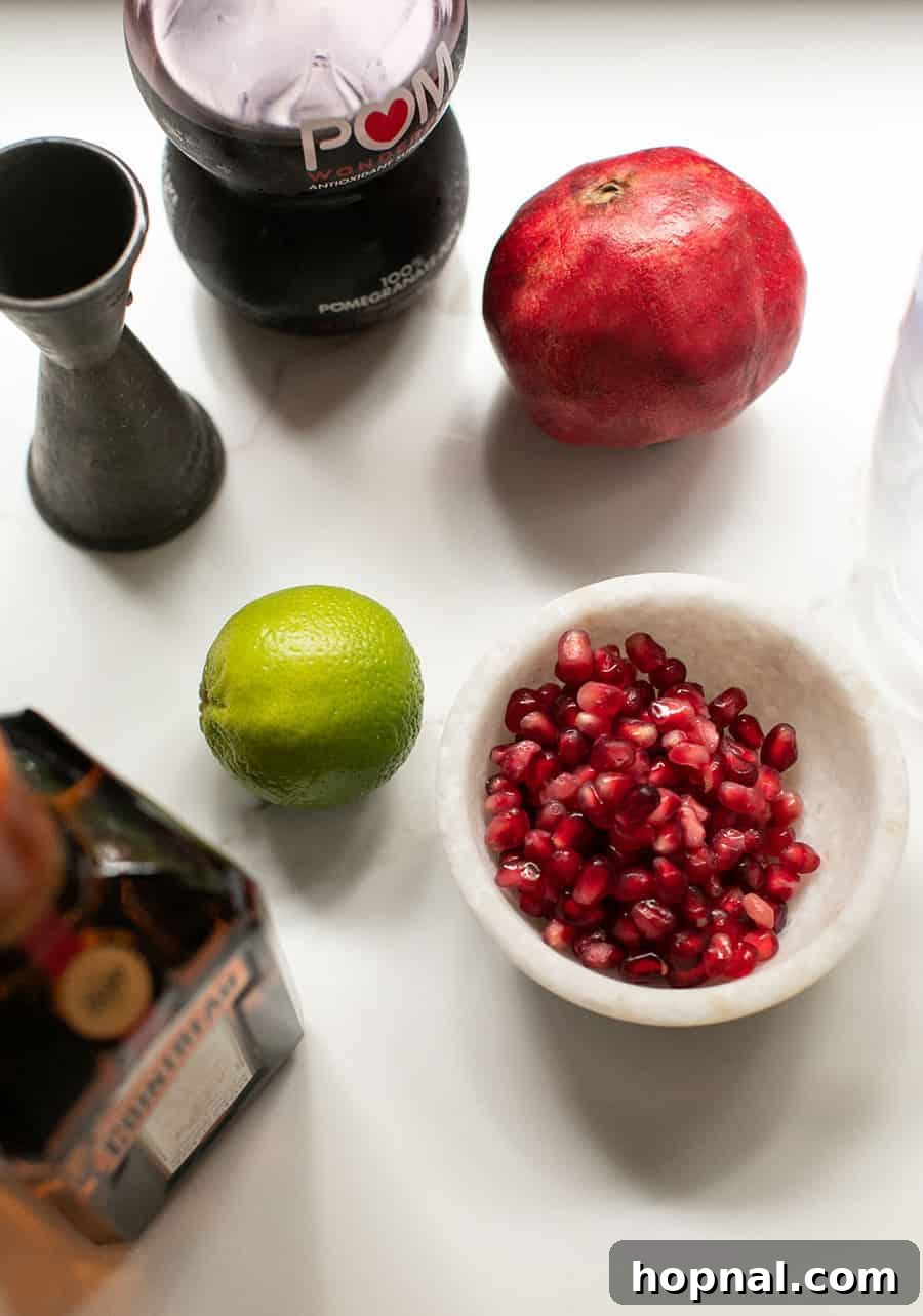 Crimson Spice Margarita 4 Ingredients to make a pomegranate margarita
