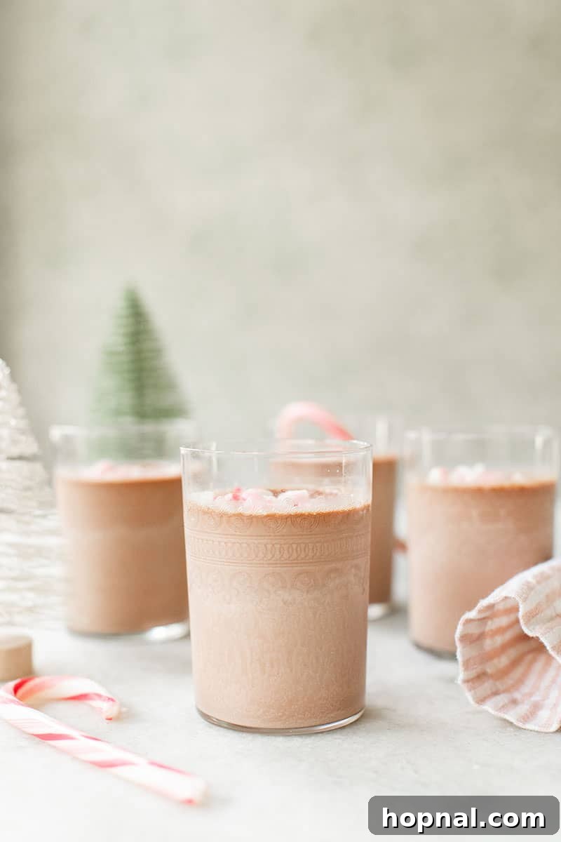 A single serving of rich chocolate Panna cotta in a clear glass, ready to be enjoyed.