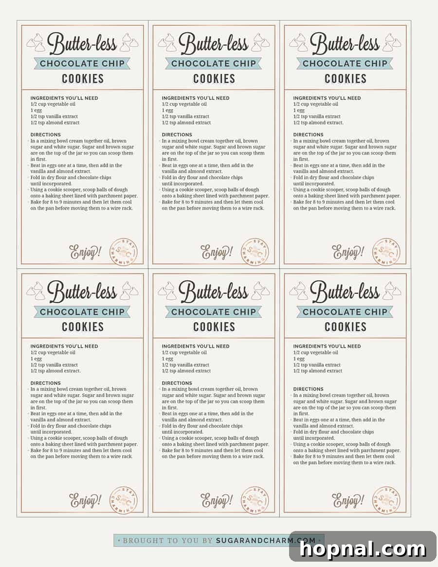 A sheet of printable cookie tags featuring design elements and spaces for custom notes, ready to be cut and attached to gift jars.