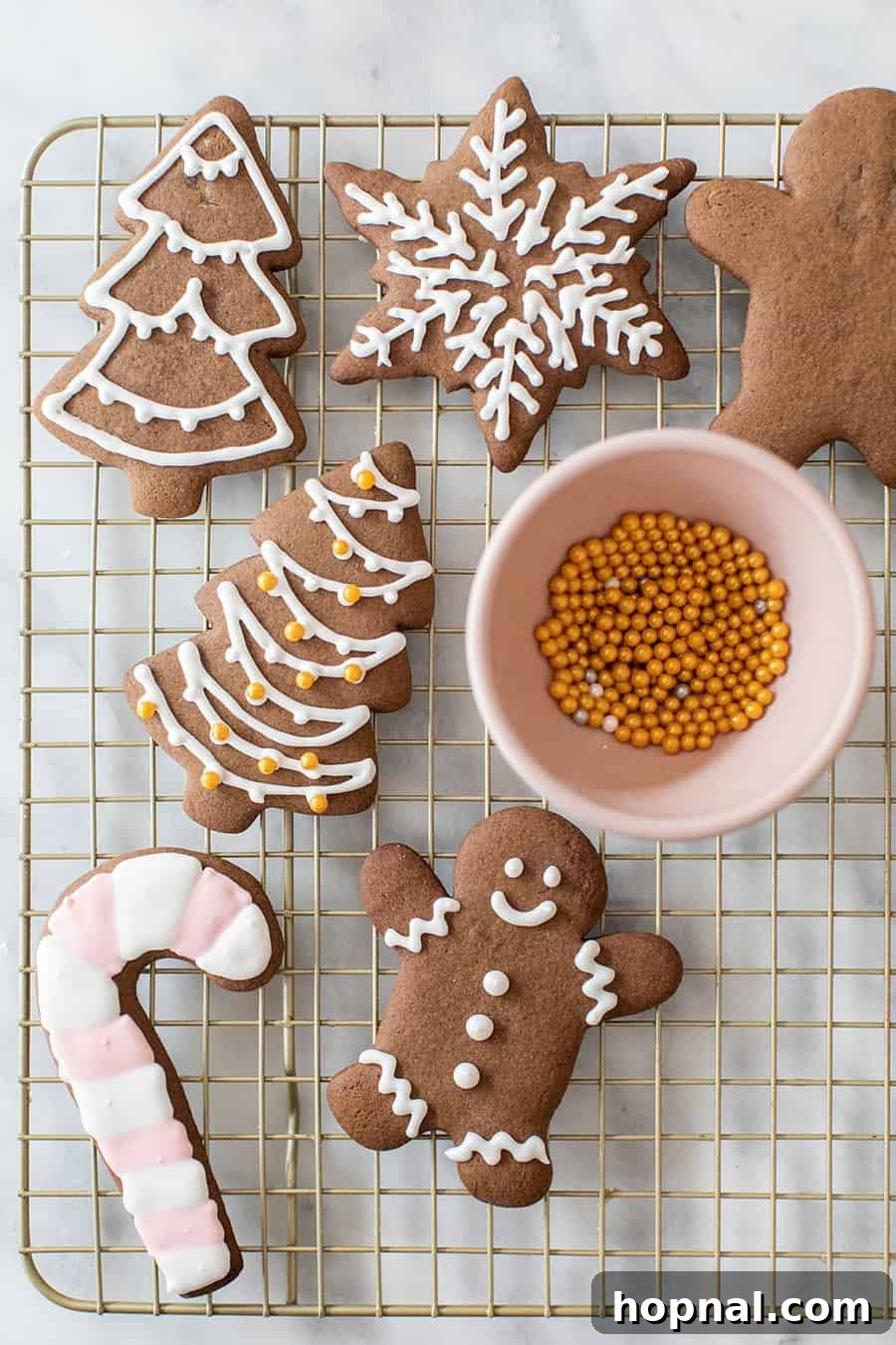 Classic gingerbread man Christmas cookies decorated with icing