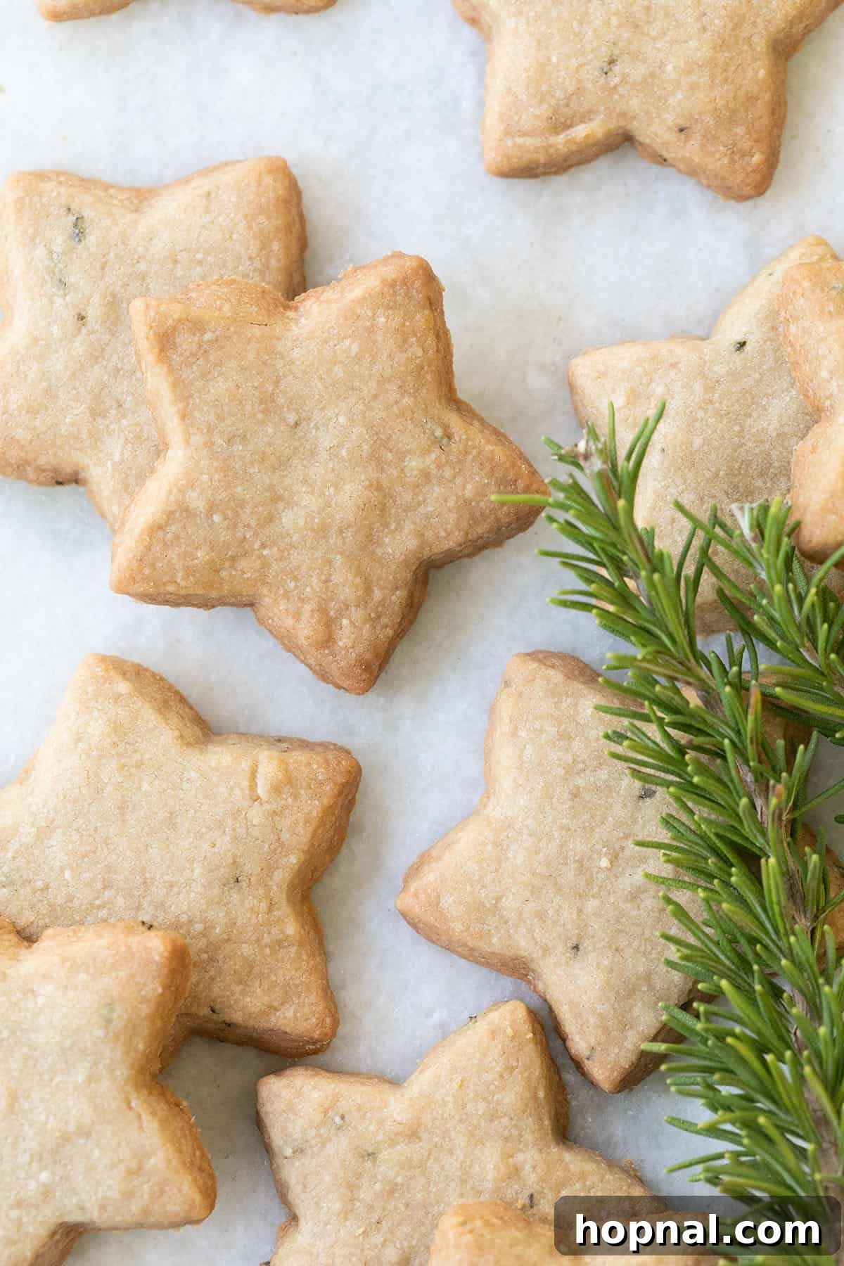 Rosemary shortbread Christmas cookie recipes in star shapes